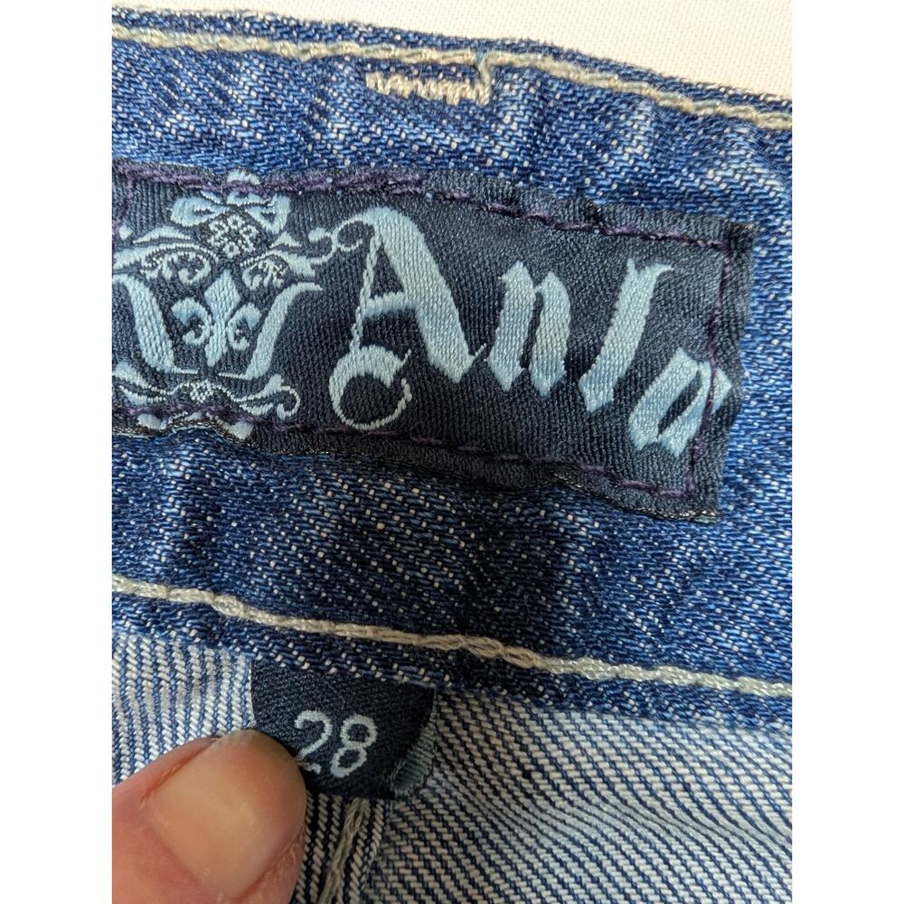 ANLO by David Choe Wide Leg Bootcut Flare Jeans Women's 28 Long Inseam USA Made - Picture 3 of 8
